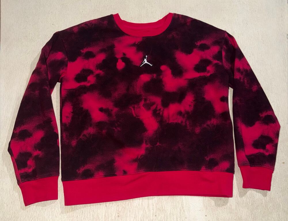 Nike Jordan girls red &black tie dye crew sweater